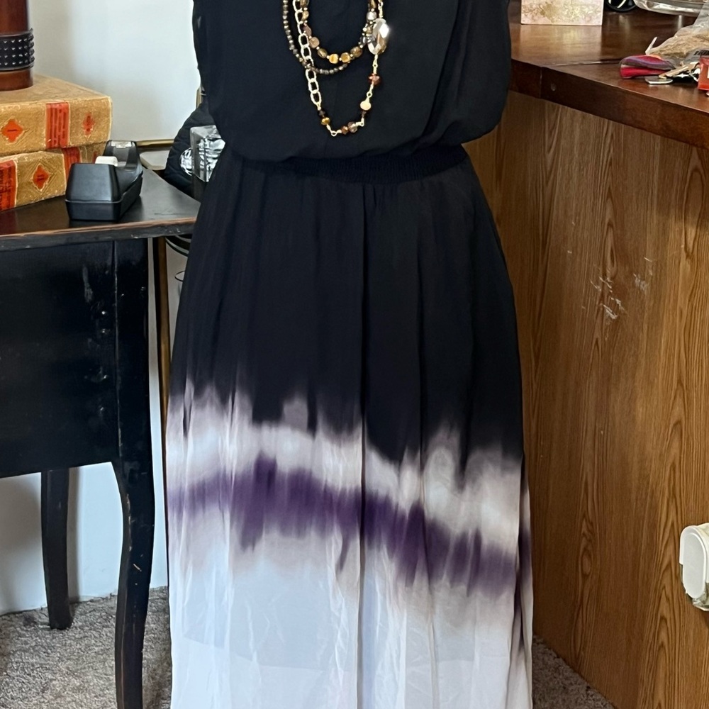 Simply Vera Vera Wang Black and Purple Ombre Strapless Dress